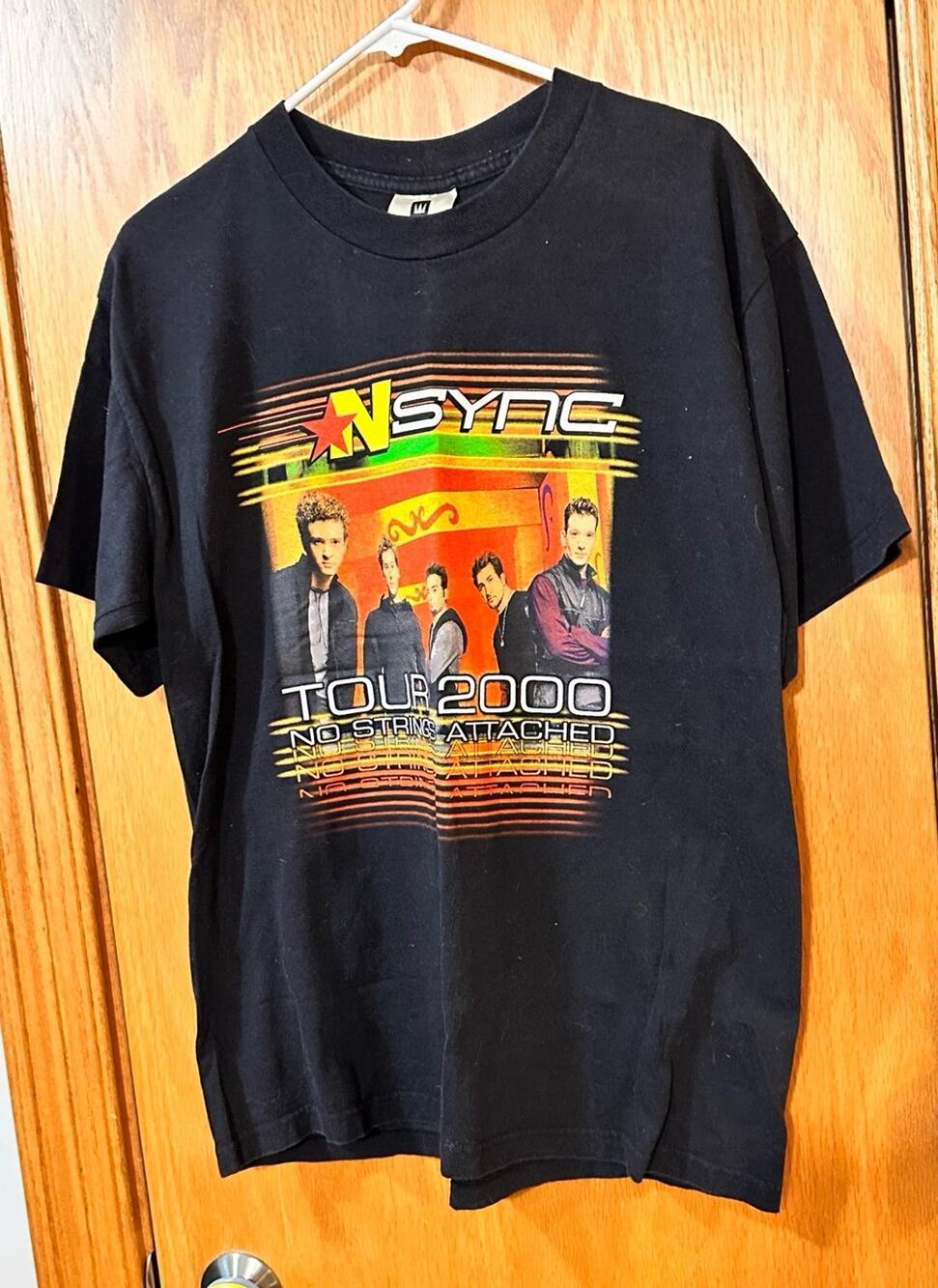 *NSYNC TOUR 2000 NO STRINGS ATTACHED VINTAGE BAND T-SHIRT BLACK L HTF EXCELLENT